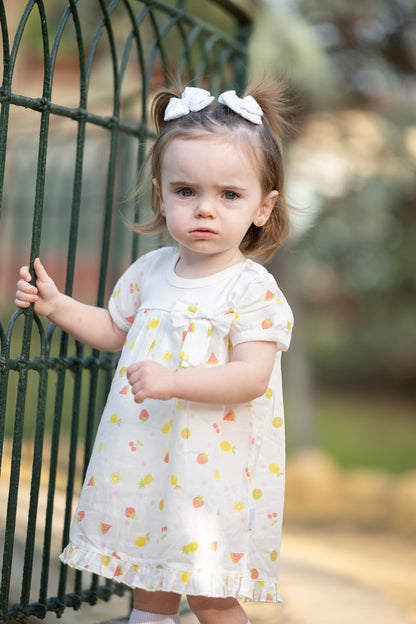 ¡Vestido de verano para tu princesa Blanco con colores - Baby's Organic Wardrobe