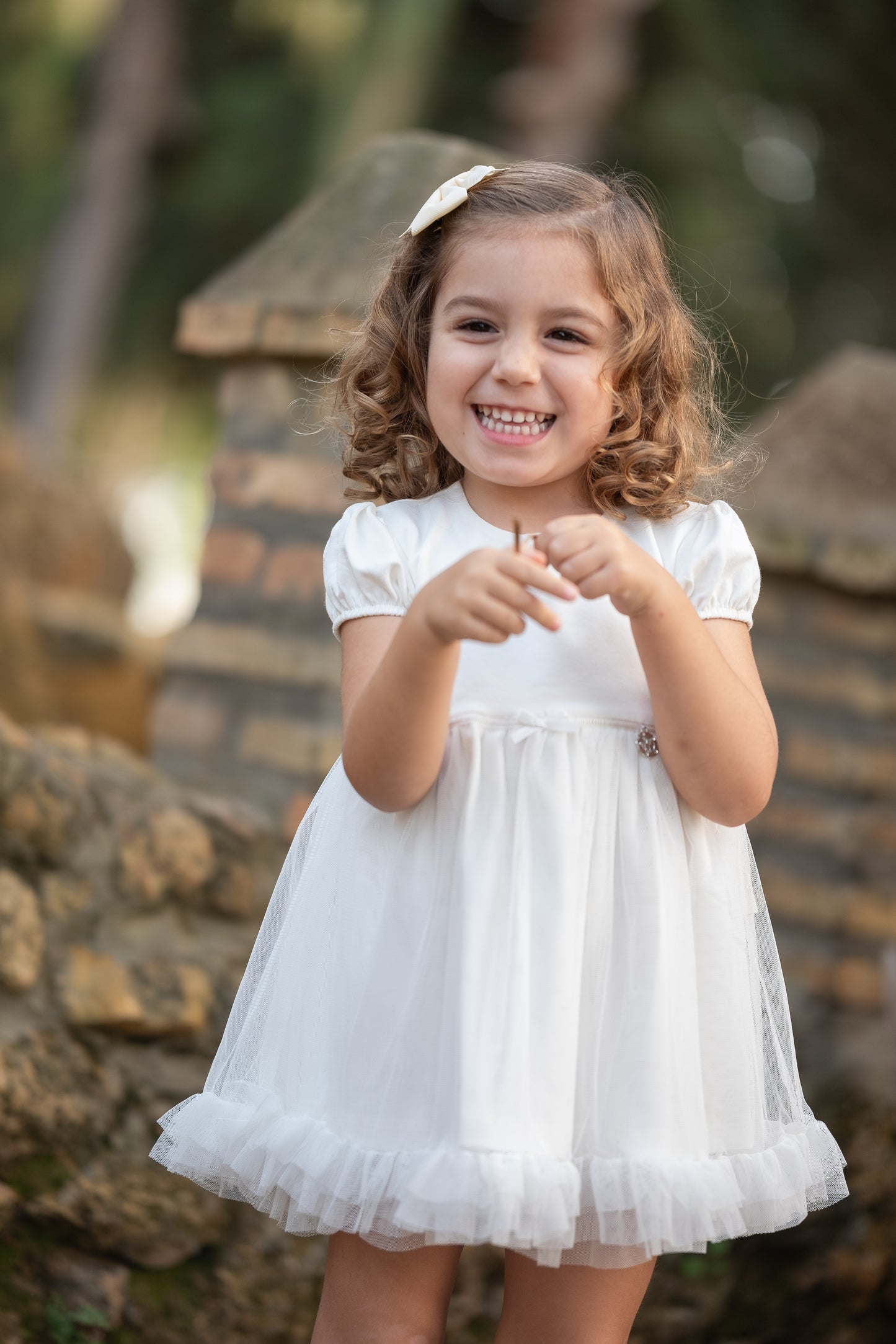 Vestido de bebé  Blanco Organico Manga Larga - Baby's Organic Wardrobe