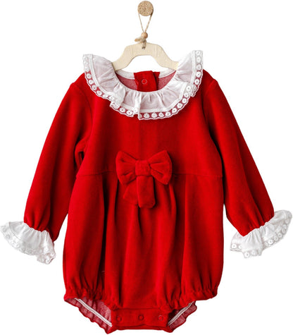 Body para Bebé rojo de terciopelo para las fiestas y Navidad - Baby's Organic Wardrobe