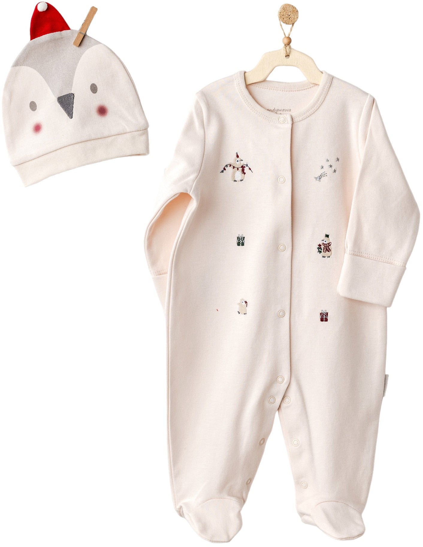 Conjunto de bebé Organico 2 piezas con gorra pingüino - Baby's Organic Wardrobe