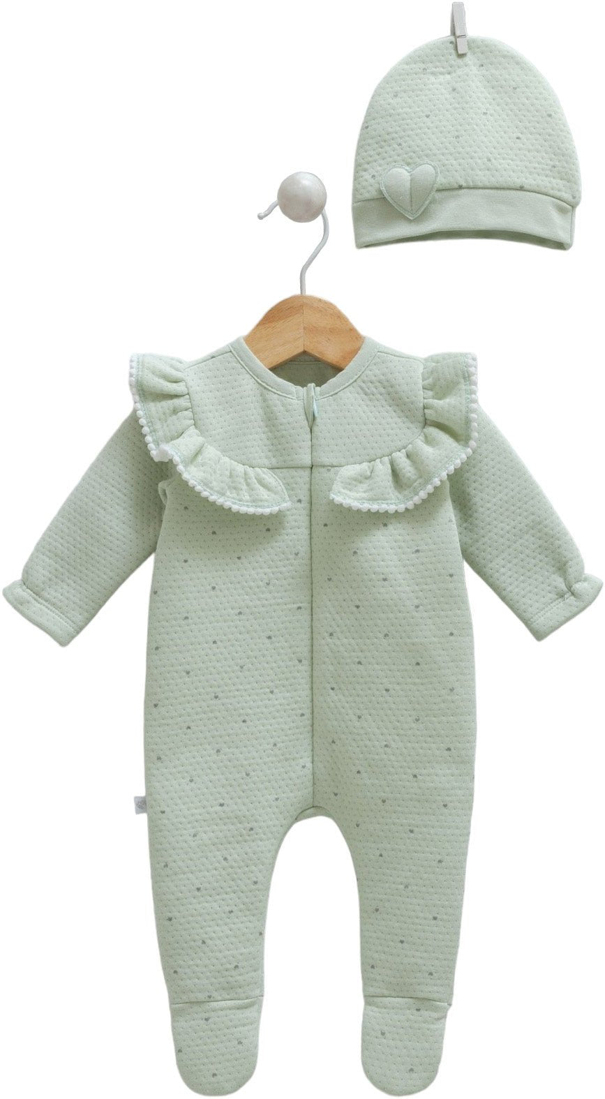 Conjunto de mono y gorro - Pelele para Bebé Algodón Orgánico - verde menta - Baby's Organic Wardrobe