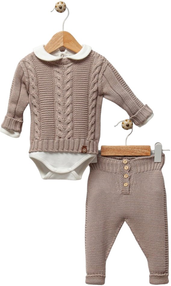 Conjunto de Punto para bebe - Elegante y Práctico de Tres Piezas - Baby's Organic Wardrobe