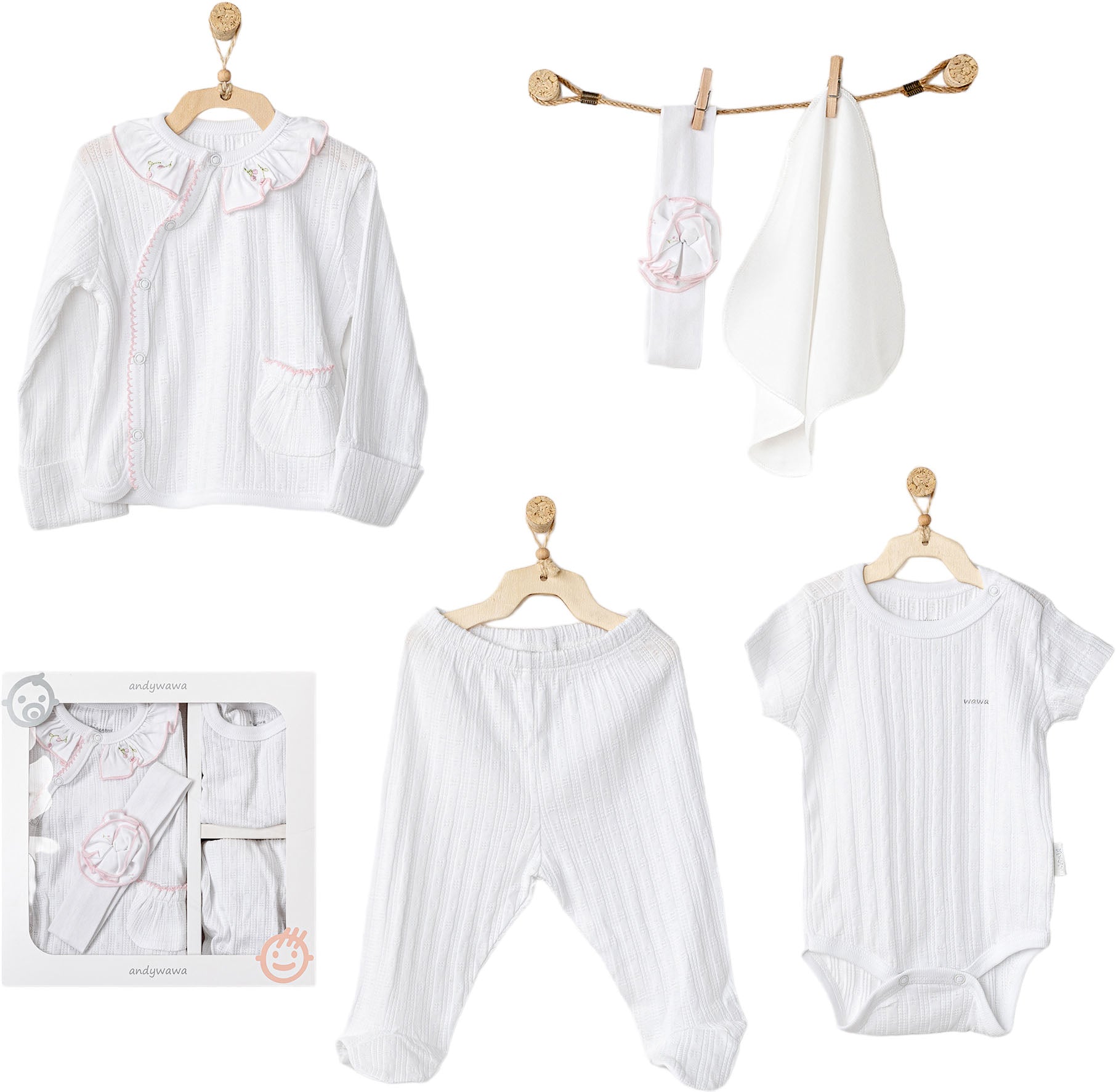 Conjunto de Regalo Elegante de 5 Piezas para Recién Nacido - 5 piezas - Baby's Organic Wardrobe