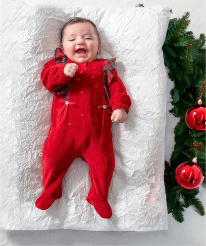 Mono de Terciopelo Navideño para Bebé Niña